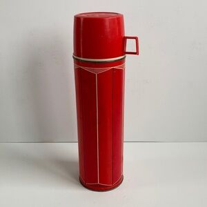 Vintage Thermos brand thermos red stripe 1974 King-Seeley Thermos Co.